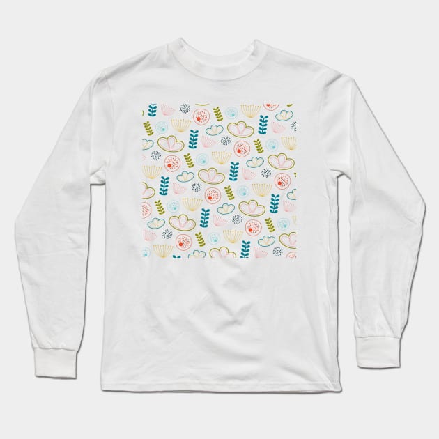 Mid Century Modern Pattern Light Long Sleeve T-Shirt by amyvanmeter